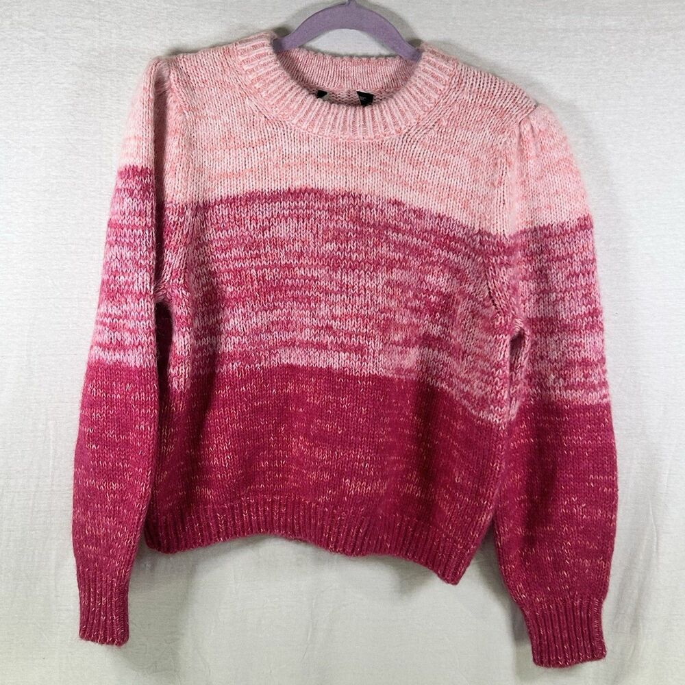 Banana‎ Republic Alpaca Wool Pink Red Stripe Ombre Sweater Women's XL NWT